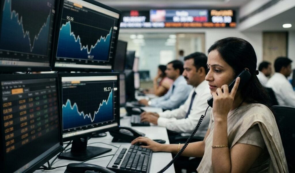 indian rupee gains against us dollar closes at 95 17