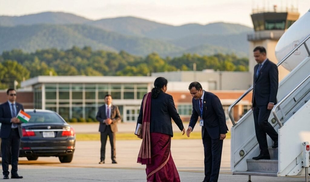 nirmala sitharaman arrives asheville us g20 finance ministers meeting nirmala sitharaman arrives asheville us g20 finance ministers meeting