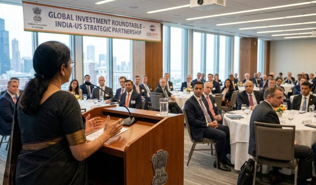 nirmala sitharaman invites global investors in chicago to make in india nirmala sitharaman invites global investors in chicago to make in india