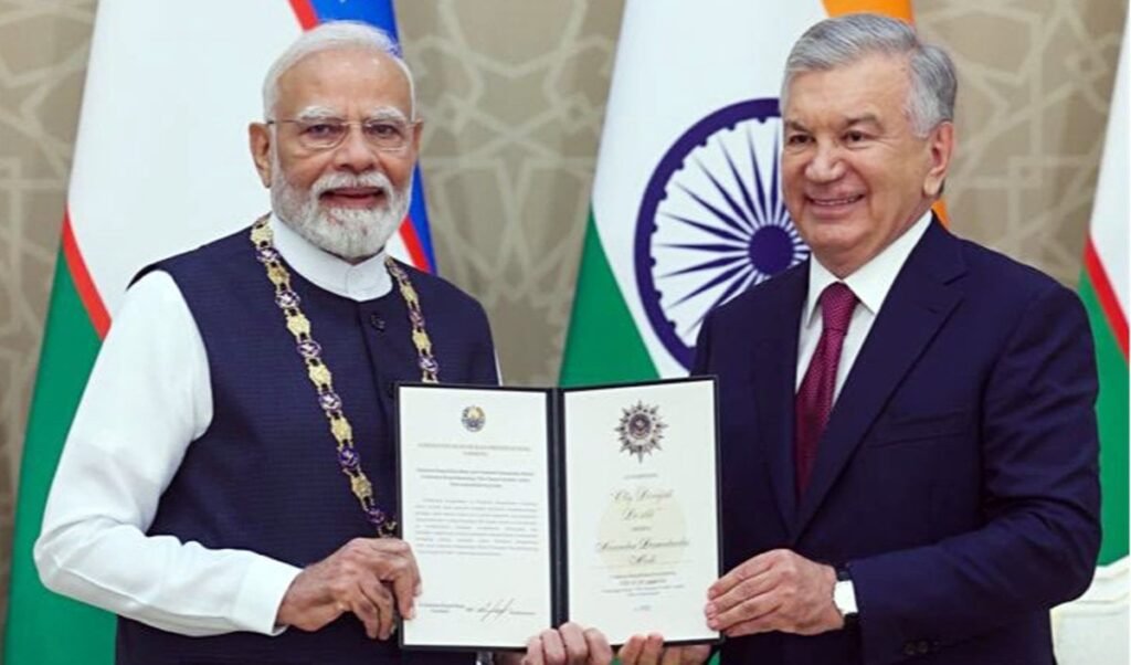 pm narendra modi conferred uzbekistan highest honour oli darajali dostlik pm narendra modi conferred uzbekistan highest honour oli darajali dostlik