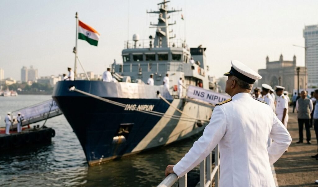मुंबई में Indian Navy में शामिल हुआ INS Nipun, एडमिरल कृष्णा स्वामीनाथन बोले- रणनीतिक बदलाव के दौर में हैं हम
