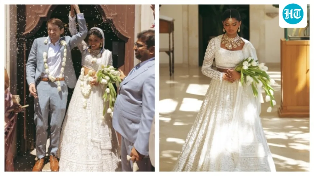 Indian bride wows all as she wears ivory Manish Malhotra lehenga for wedding in Sicilian church Indian bride wows all as she wears ivory Manish Malhotra lehenga for wedding in Sicilian church