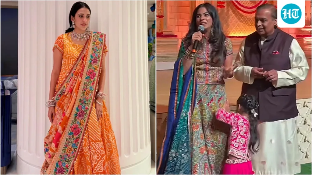 Isha Ambani’s jewel-toned lehenga, Shloka Mehta’s vibrant Bandhani dazzle at Antilia’s Ganesh Chaturthi celebrations