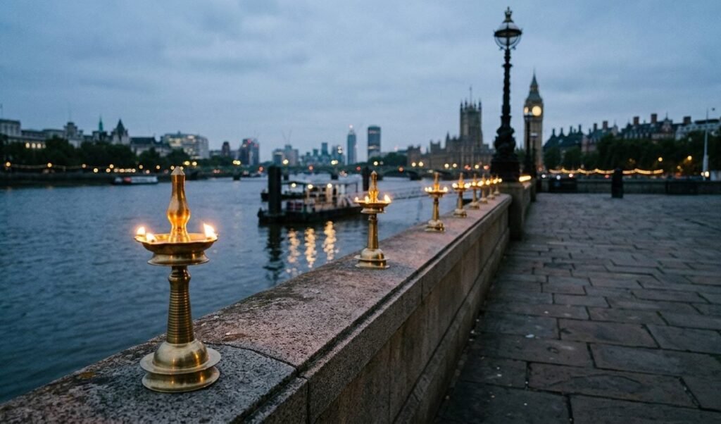 London में Chinmaya Mission ने River Thames के किनारे पहली बार आयोजित की Ganga Aarti