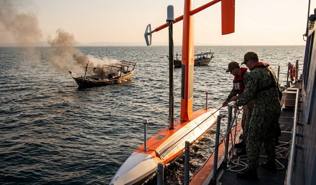 Persian Gulf Attack | फारस की खाड़ी में फिर गहराया तनाव! अमेरिकी सेना ने समुद्र में ईरानी नावों को किया तबाह, 'सेलड्रोन' छीनने की कोशिश नाकाम Persian Gulf Attack | फारस की खाड़ी में फिर गहराया तनाव! अमेरिकी सेना ने समुद्र में ईरानी नावों को किया तबाह, 'सेलड्रोन' छीनने की कोशिश नाकाम
