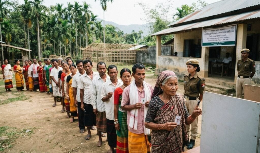 Tripura TTAADC: 587 ग्राम समितियों की 2,950 सीटों पर मतदान शुरू Tripura TTAADC: 587 ग्राम समितियों की 2,950 सीटों पर मतदान शुरू