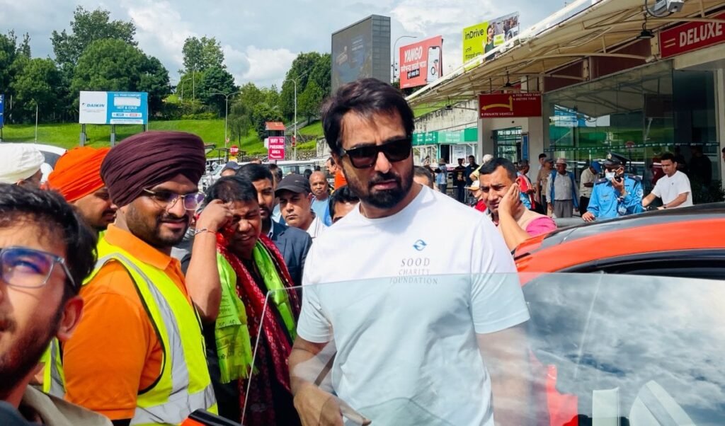 sonu sood reaches nepal with flood relief supplies