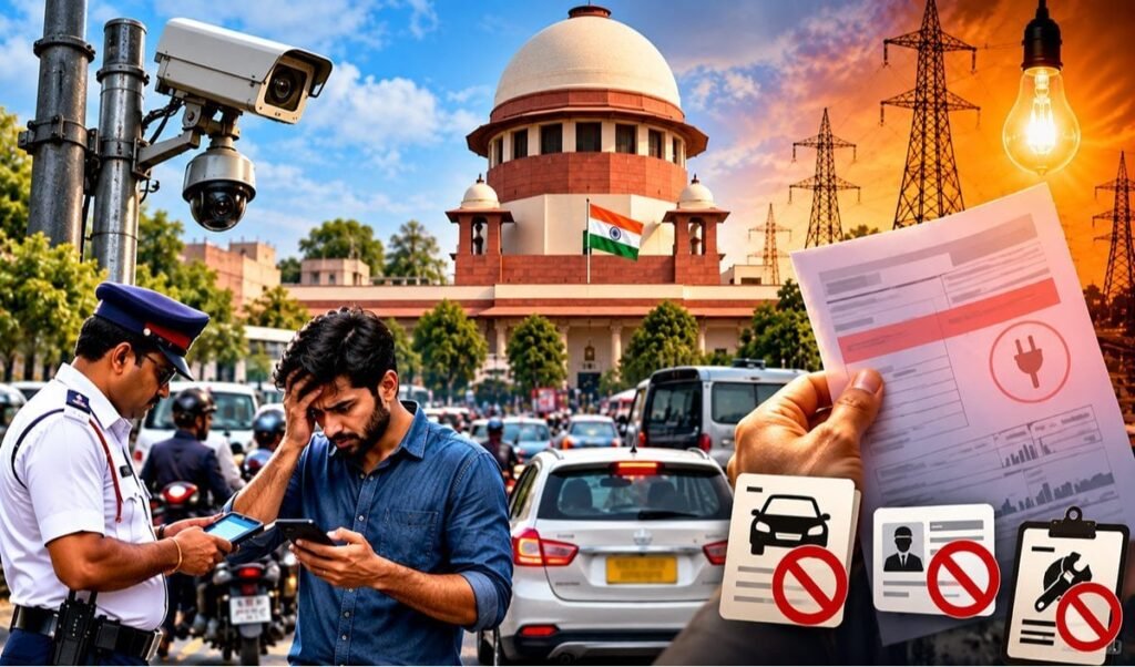 supreme court traffic challan electricity bill e challan recovery delhi pending fines
