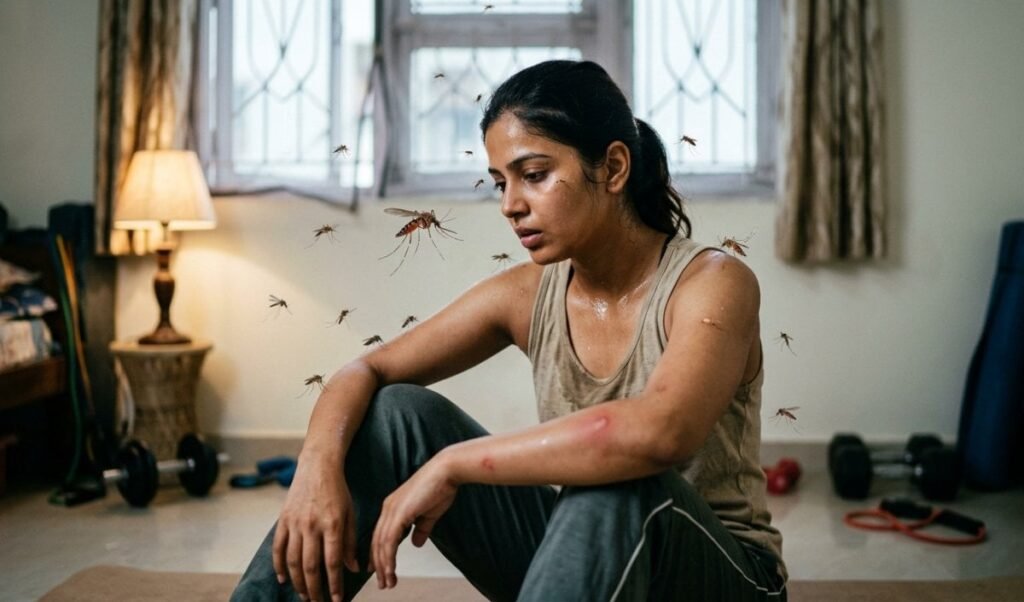 working out at home can attract mosquitoes due to sweat and body heat working out at home can attract mosquitoes due to sweat and body heat