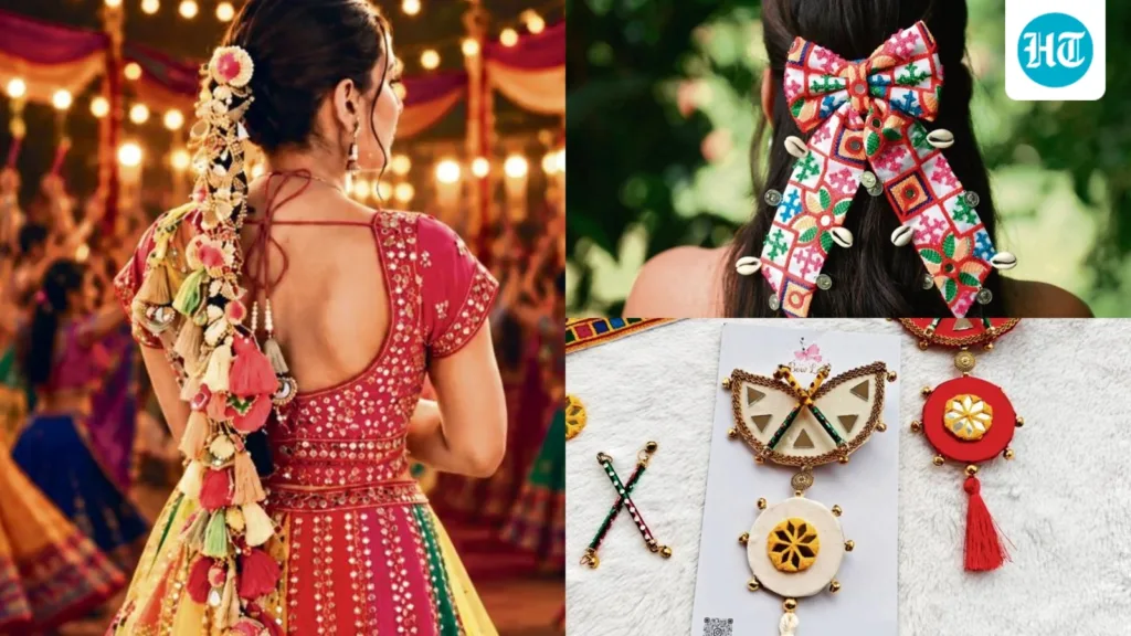 Glam drop series with HT City | Let your mane have the main character moment with Navratri-themed parandis, scrunchies