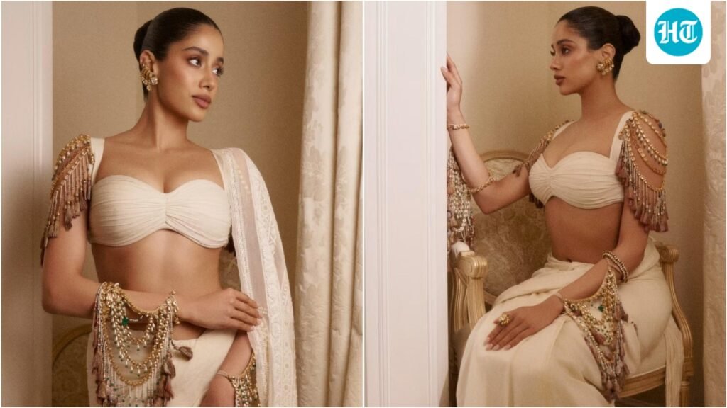 Janhvi Kapoor brings apsara-coded Indian glamour to Paris in 460-count ivory muslin saree, blouse with extravagant jewellery-like sleeves. See pics Janhvi Kapoor brings apsara-coded Indian glamour to Paris in 460-count ivory muslin saree, blouse with extravagant jewellery-like sleeves. See pics