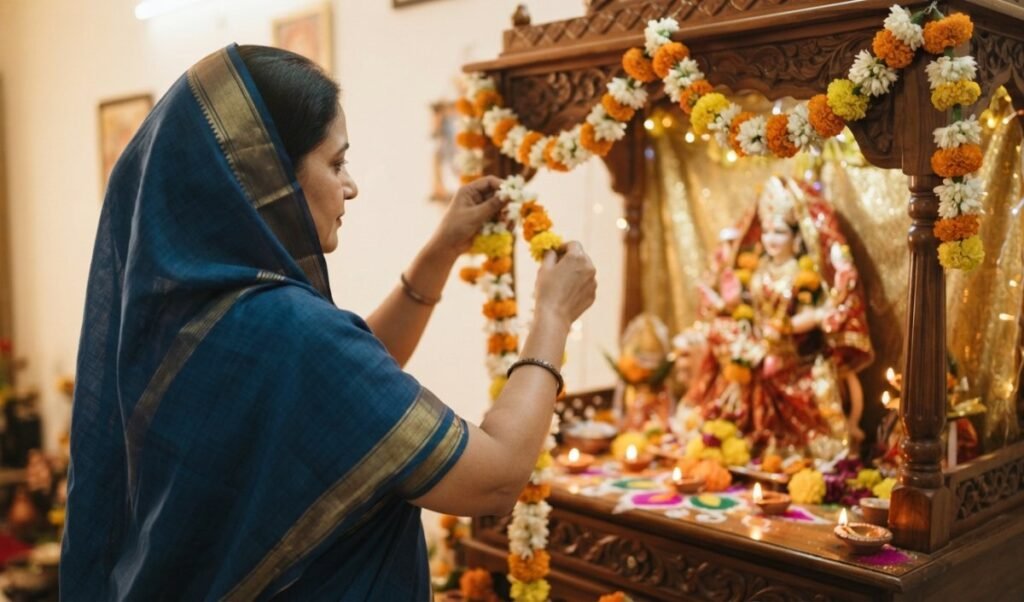 Navratri Decoration: Navratri 2026 पर Home Temple को इन आसान Flower Decoration और Rangoli से सजाएं Navratri Decoration: Navratri 2026 पर Home Temple को इन आसान Flower Decoration और Rangoli से सजाएं