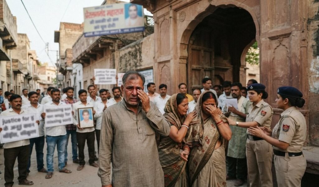 Vrindavan में Premanand Maharaj के आश्रम बाहर लापता किशोर के परिजनों का प्रदर्शन Vrindavan में Premanand Maharaj के आश्रम बाहर लापता किशोर के परिजनों का प्रदर्शन