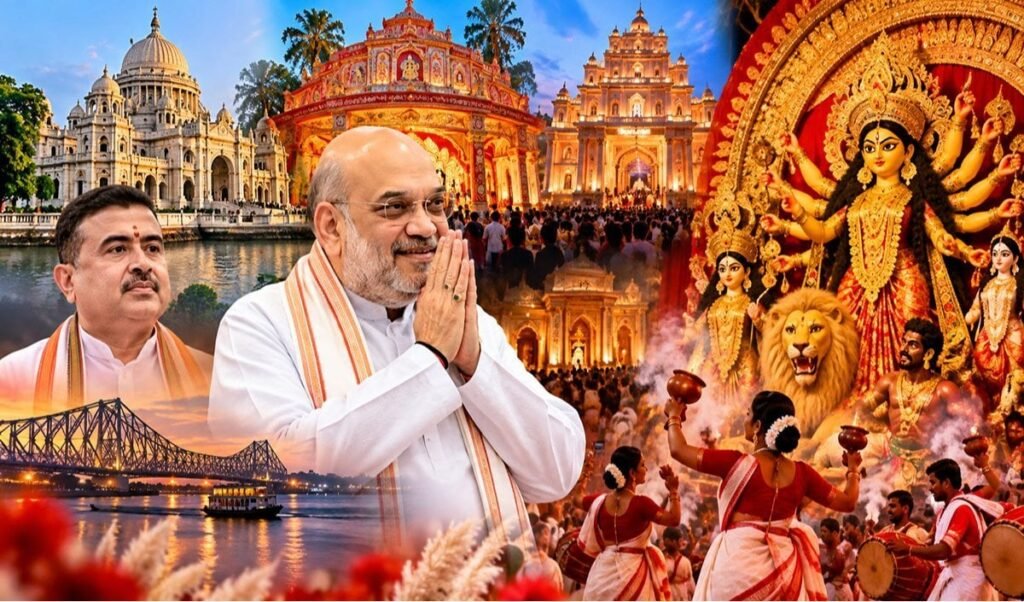 bengal durga puja 2026 amit shah suvendu adhikari