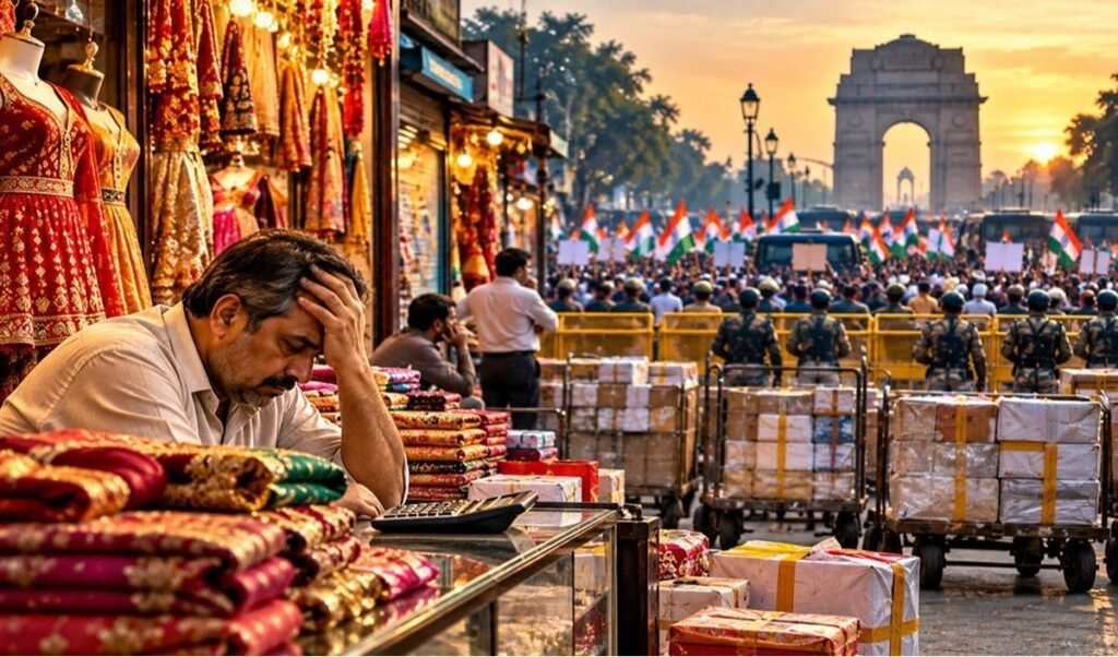 delhi protests traders loss navratri diwali shopping season