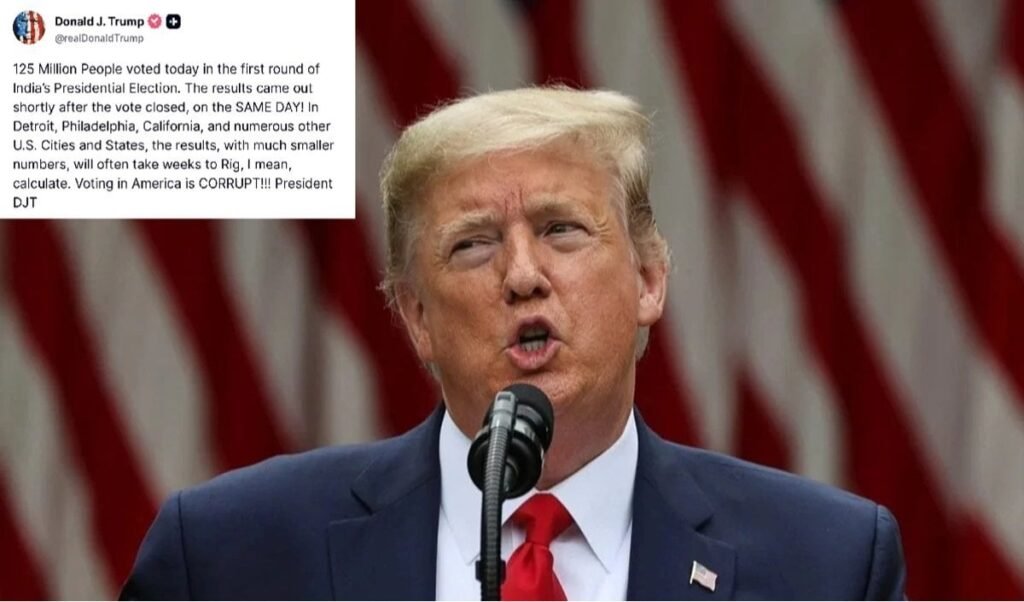 what did trump write about india election only to quickly delete the tweet later